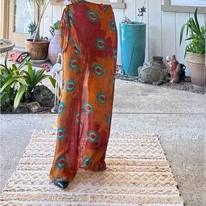 Zara Vibrant Orange and Teal Wide Leg Pants